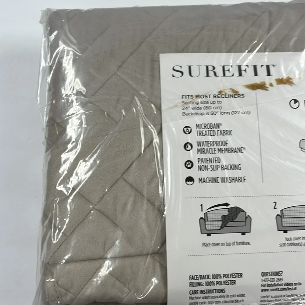 SUREFIT recliner cover. Color Sand. Limit 1 per bundle due to weight. - Picture 4 of 4
